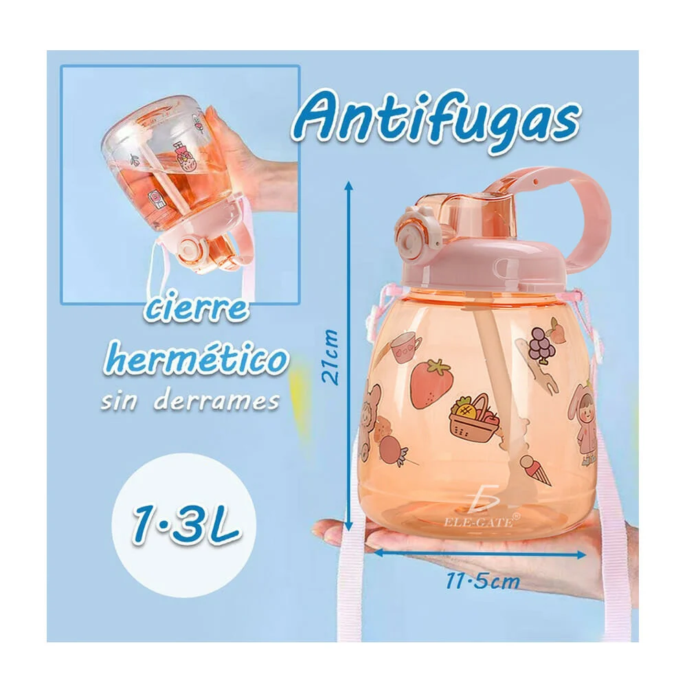 Botella para niños, capacidad de 1.3 lt...