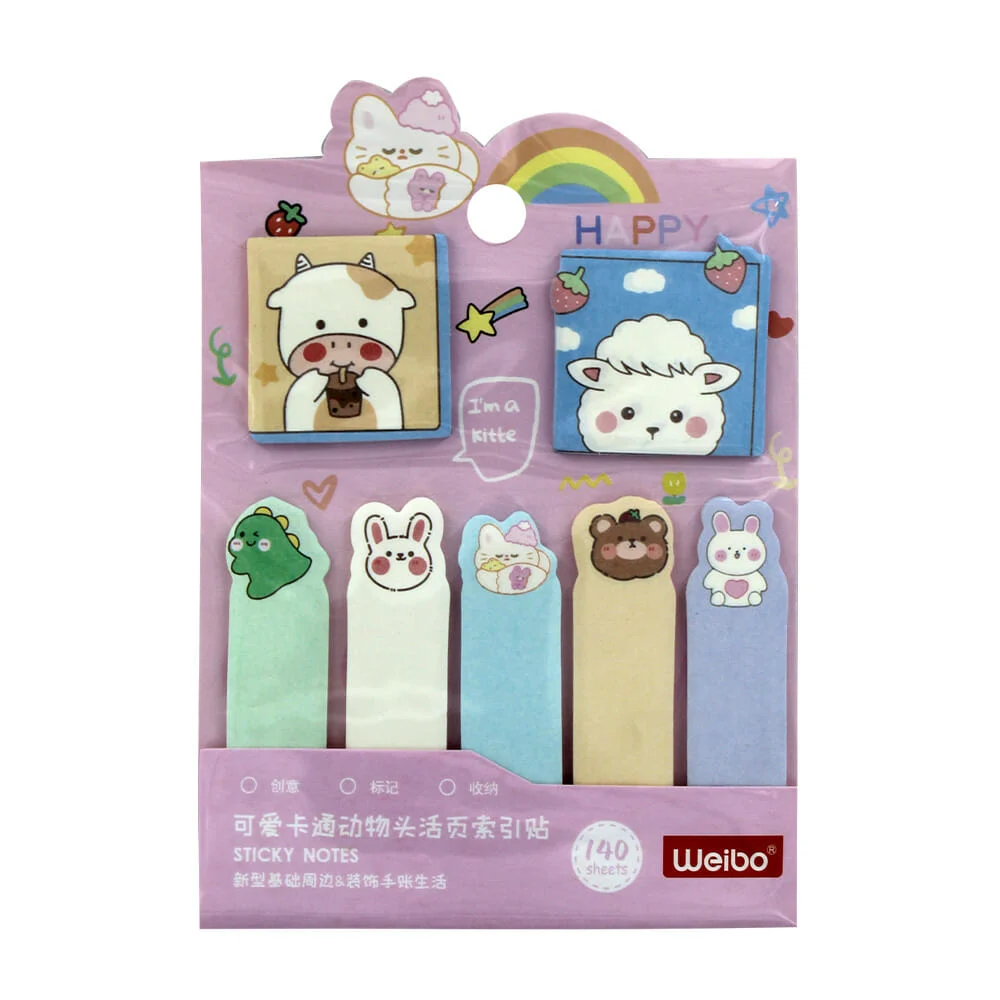 Blister 7 post-it / notas adhesivas con diseño de animales