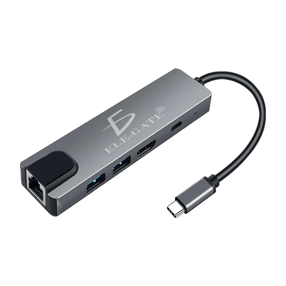 Adaptador de entrada tipo c para ethernet rj45 con 2 puertos usb, 1 puerto hdmi y 1 puerto usb c / wi.162