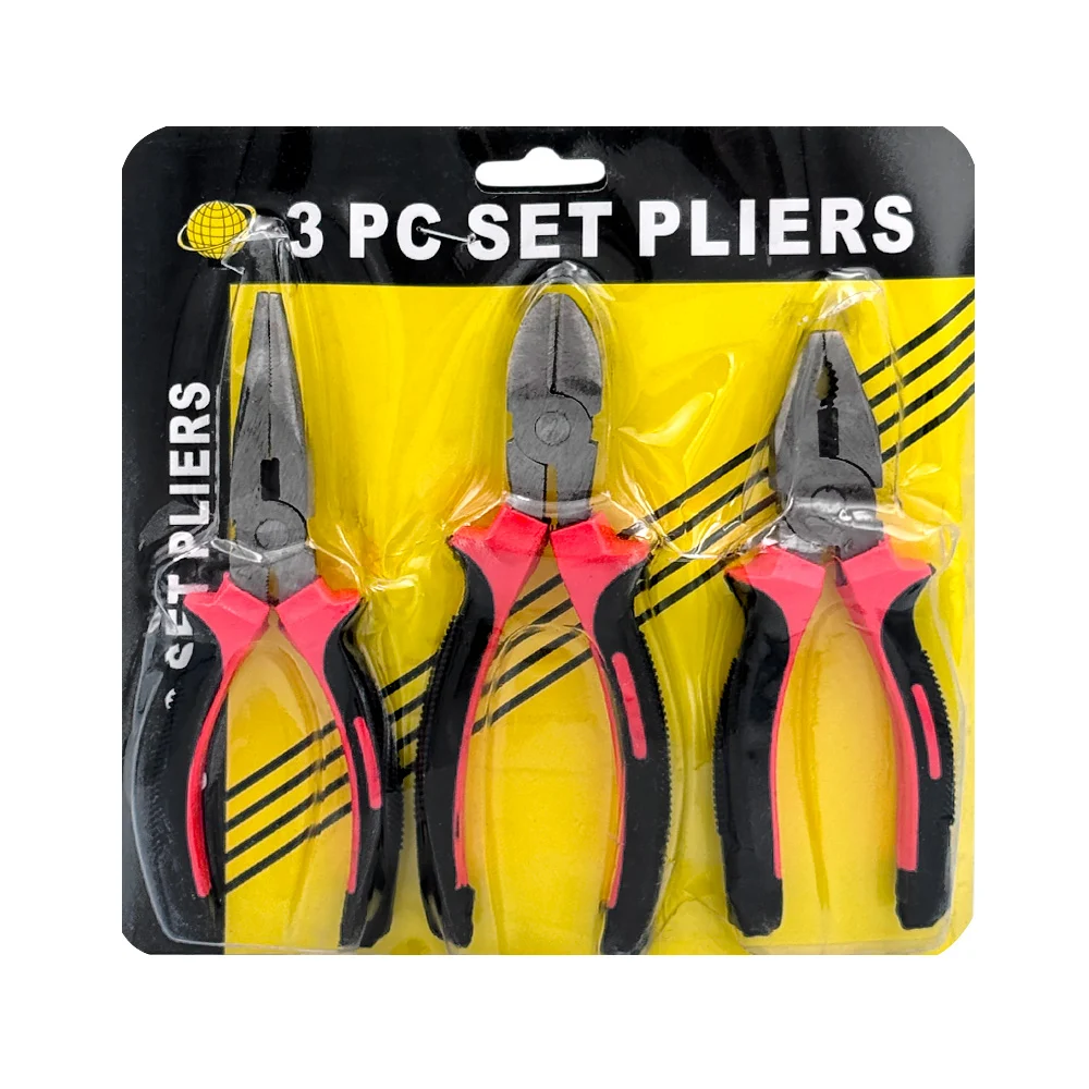 Blíster de 3 pinzas de corte con mango antiderrapante / 3pc set pliers / x-846-5