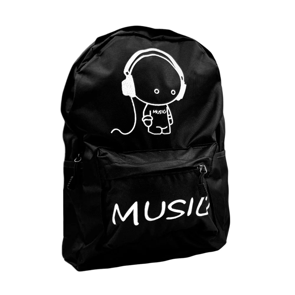 Mochila mediana con 2 compartimentos y estampado animado, variedad de modelos / ojos monstruo / muñeco dj music / xc-02