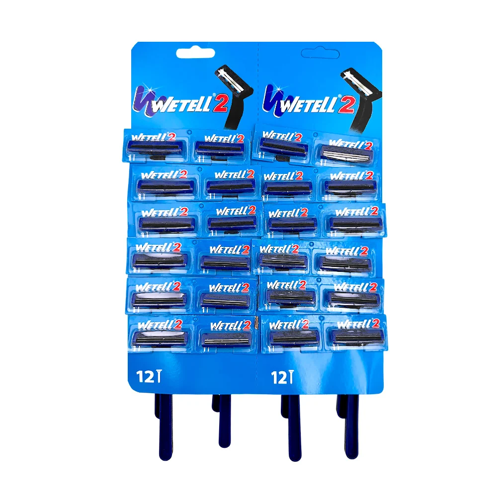 Planilla con 24 rastrillos de doble navaja y mango de plástico / wetell2 / wt82815