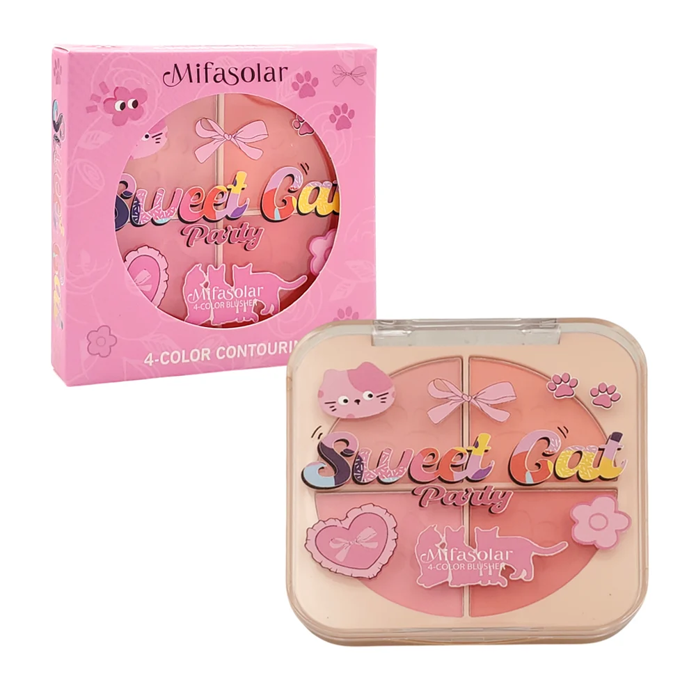 Paleta con 4 tonos de blush con estampado de garrita, surtido / yt9888-1