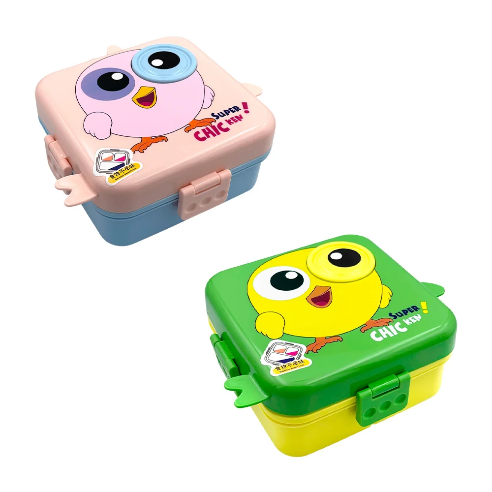 Tupper cuadrado con 5 compartimentos, recipiente y diseño de animales / 290018