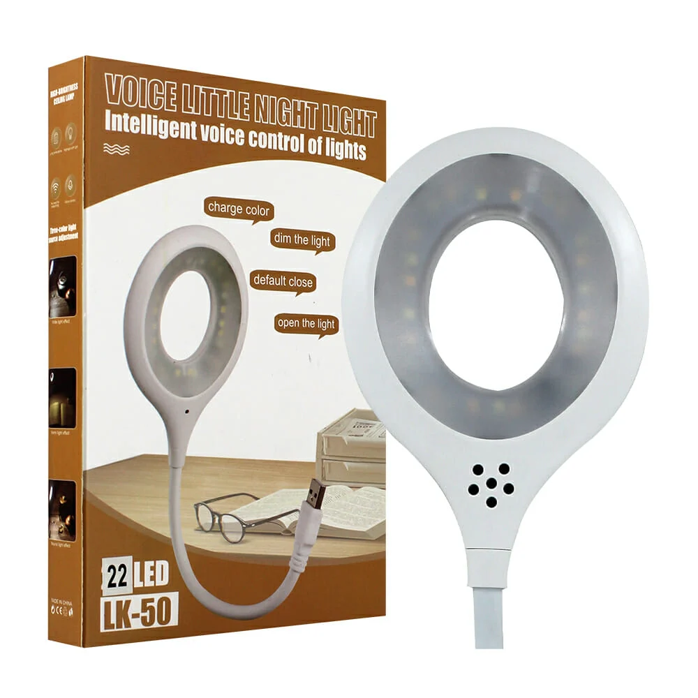 Lámpara flexible redonda usb con luz led blanca para lectura / lk-50