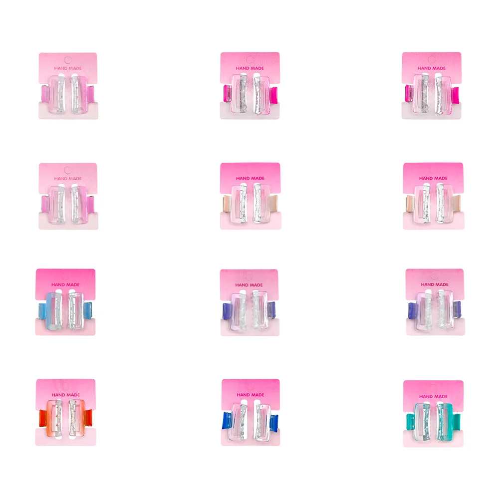 Paquete con 12 blísters de 2 mini pinzas para el cabello bicolor translúcidas
