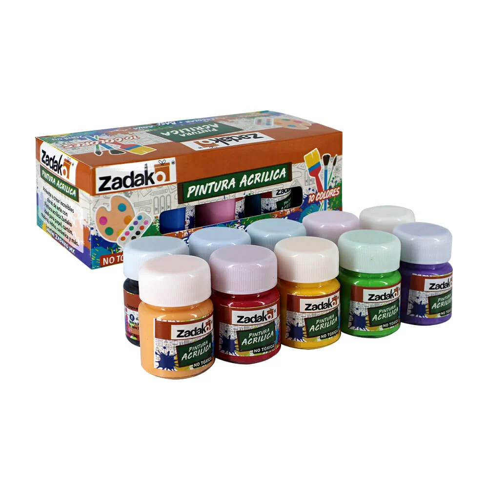 Paquete con 10 frascos de pintura acrílica a base de agua 20ml, variedad de colores / pa0021 / gpm-3129