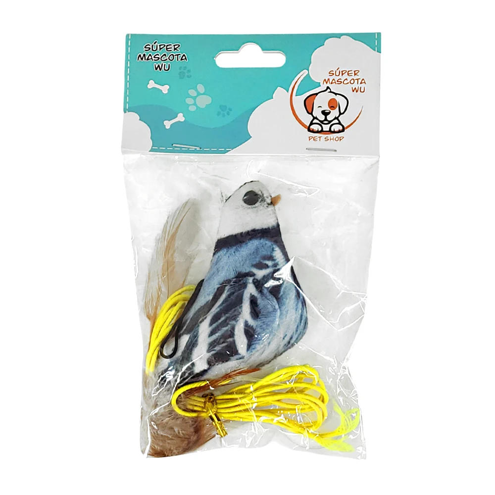 Juguete para mascota con forma y estampado de paloma, resorte y plumas / 06295