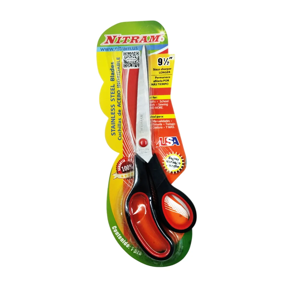 Tijeras metálicas grandes con mango de plástico, usos varios 9 1/2 in