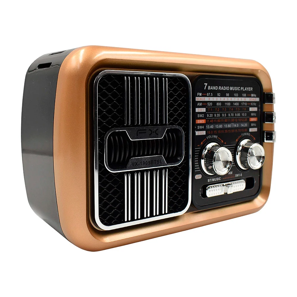 Bocina fx / radio fm-am-sw con puerto usb-tf, antena y panel solar / vx-1905btsl