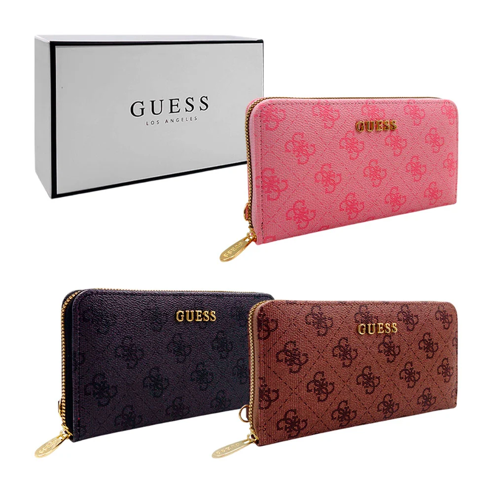 Cartera rectangular con estampado de monograma y cierre dorado / 20256