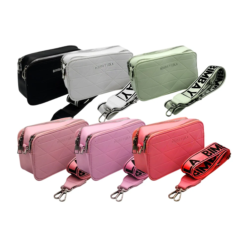 Bolsa de mano rectangular con 2 cierres plateados y correa - bimba y lola
