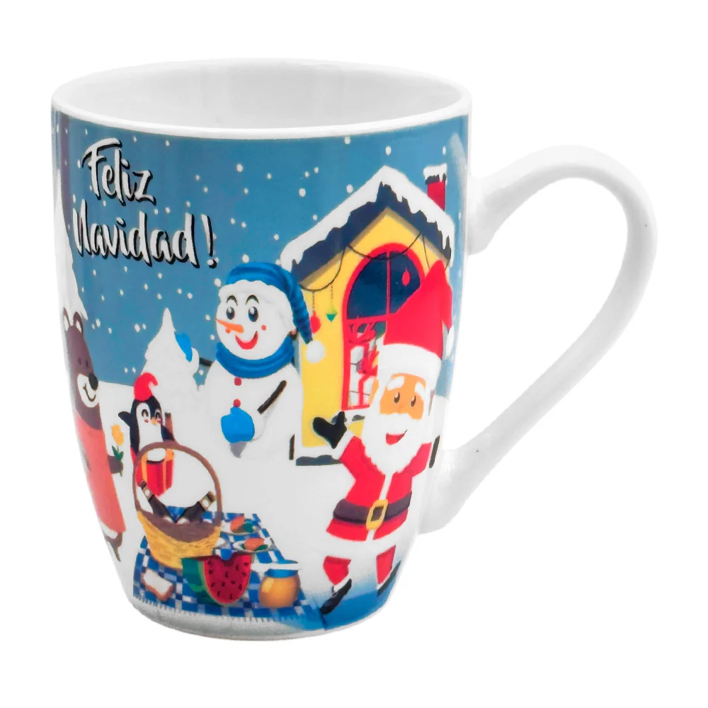 Taza de cerámica con estampado navideño de personajes de la navidad, surtido