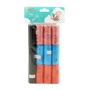 Bolsa con 12 rollos de bolsitas para heces de mascotas, varios colore…