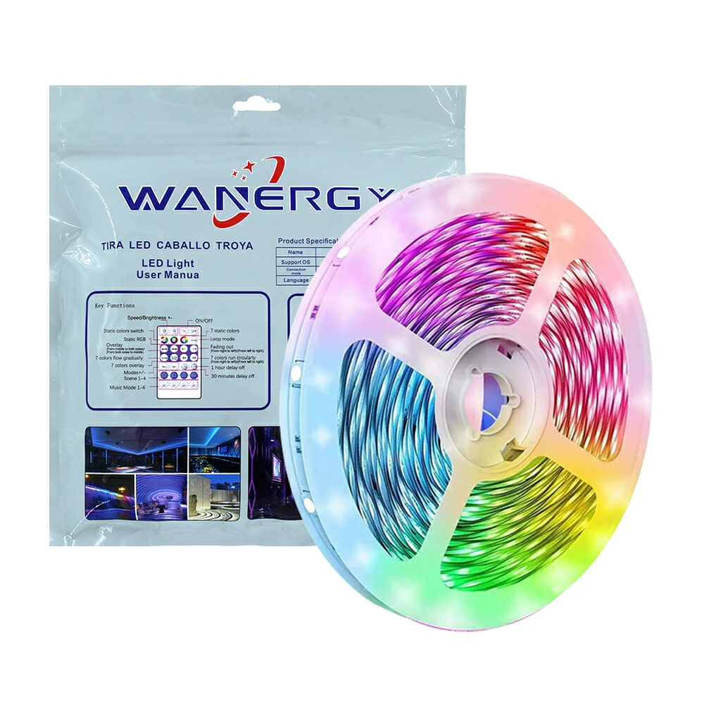 Tira led 5050-30d rgb caballo troya wanergy de 5 metros con control remoto / 60059