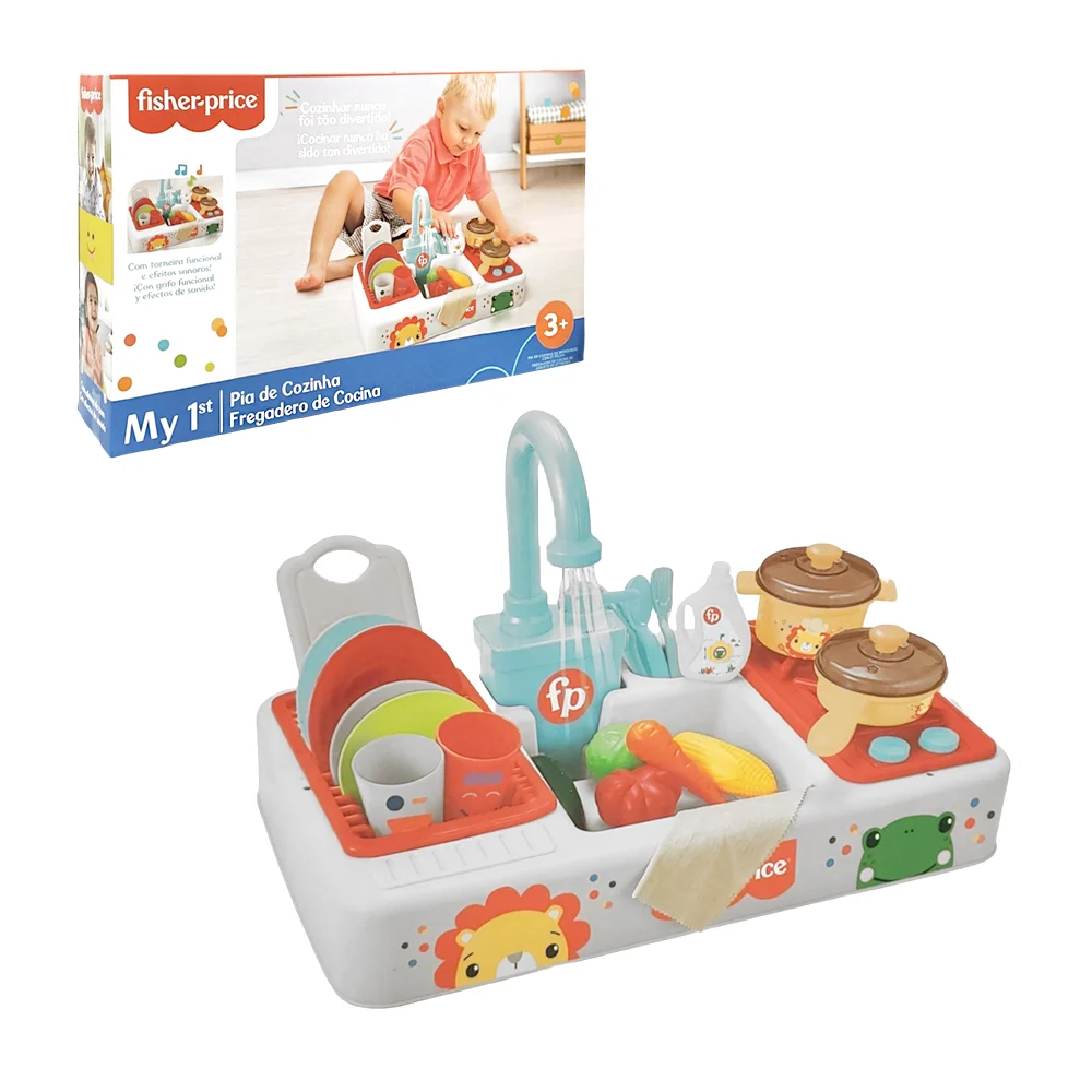 Juguete, mi primer fregadero de cocina infantil fisher-price, varios accesorios