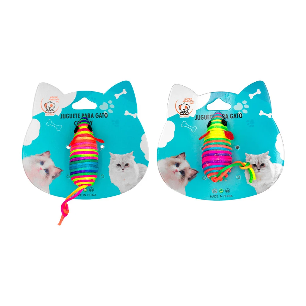 1pza Juguete para gatos de hilos coloridos en forma de ratoncito / cat toy