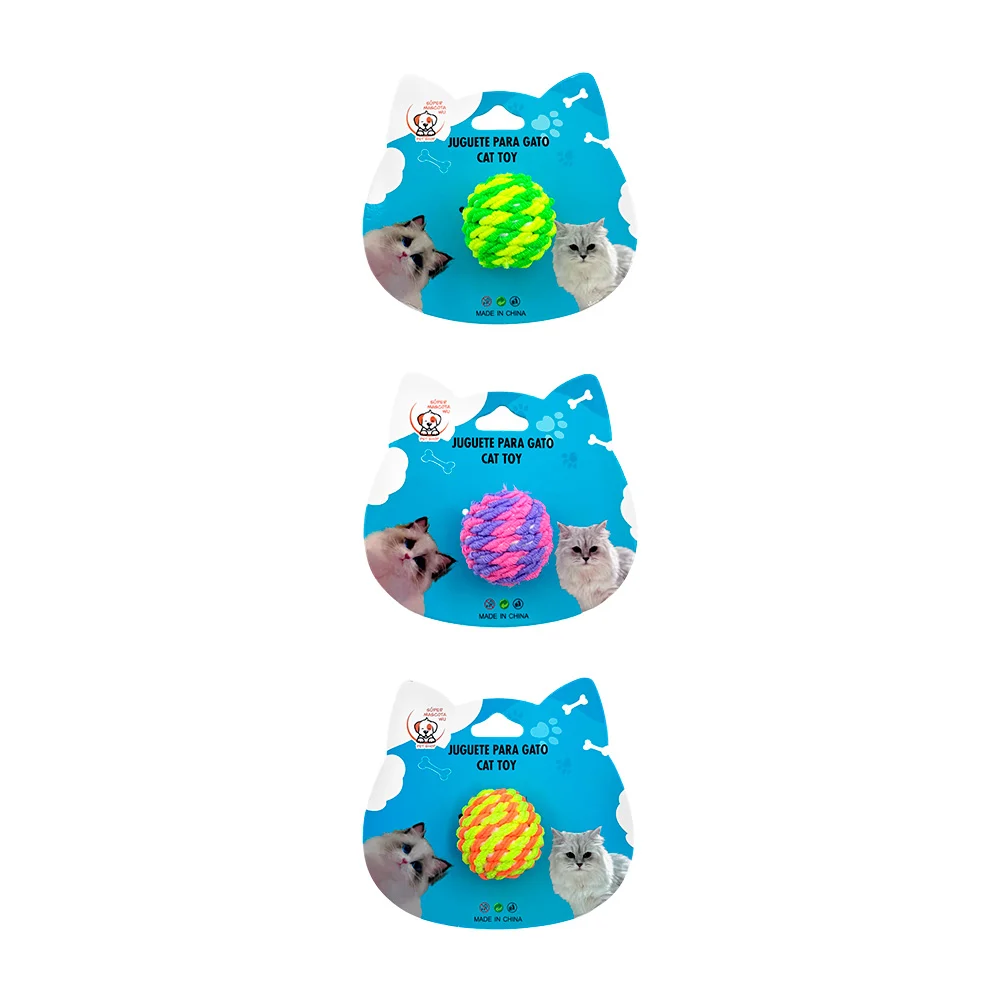 1pza Pelota pequeña para gatos, tipo estambre, arañable, varios colores