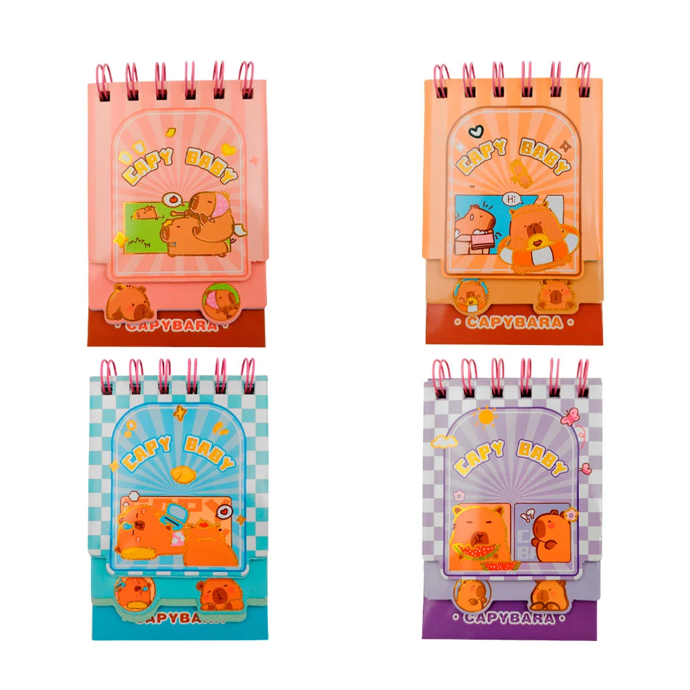 1pza Mini libreta rectangular con estampado de capibara y tres tipos de hojas