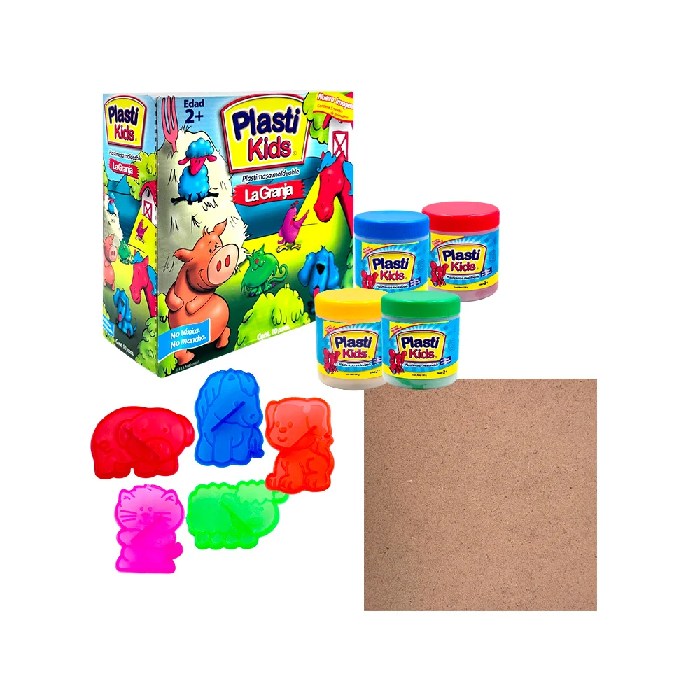 Set de plastimasa moldeable con 5 moldes para hacer animales de granja / 863012