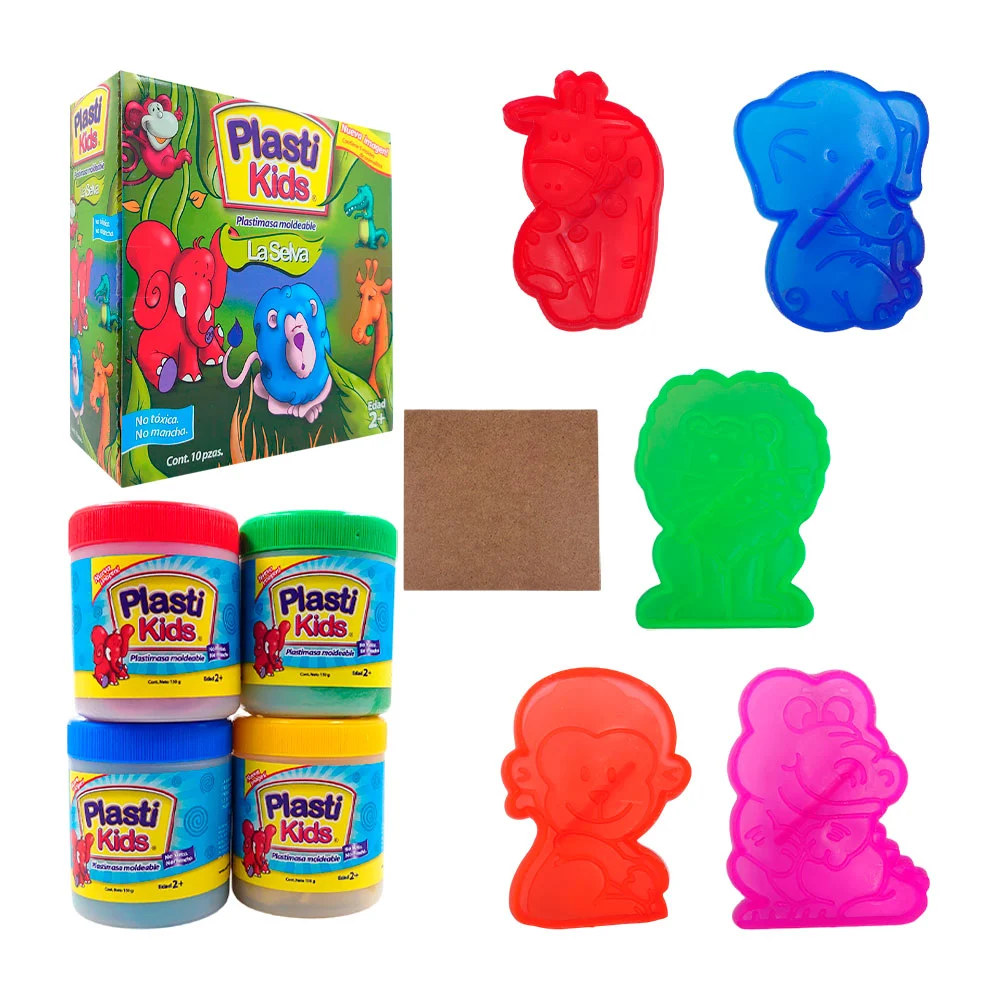 Set de plastimasa moldeable con 5 moldes para hacer animales de selva / 863029