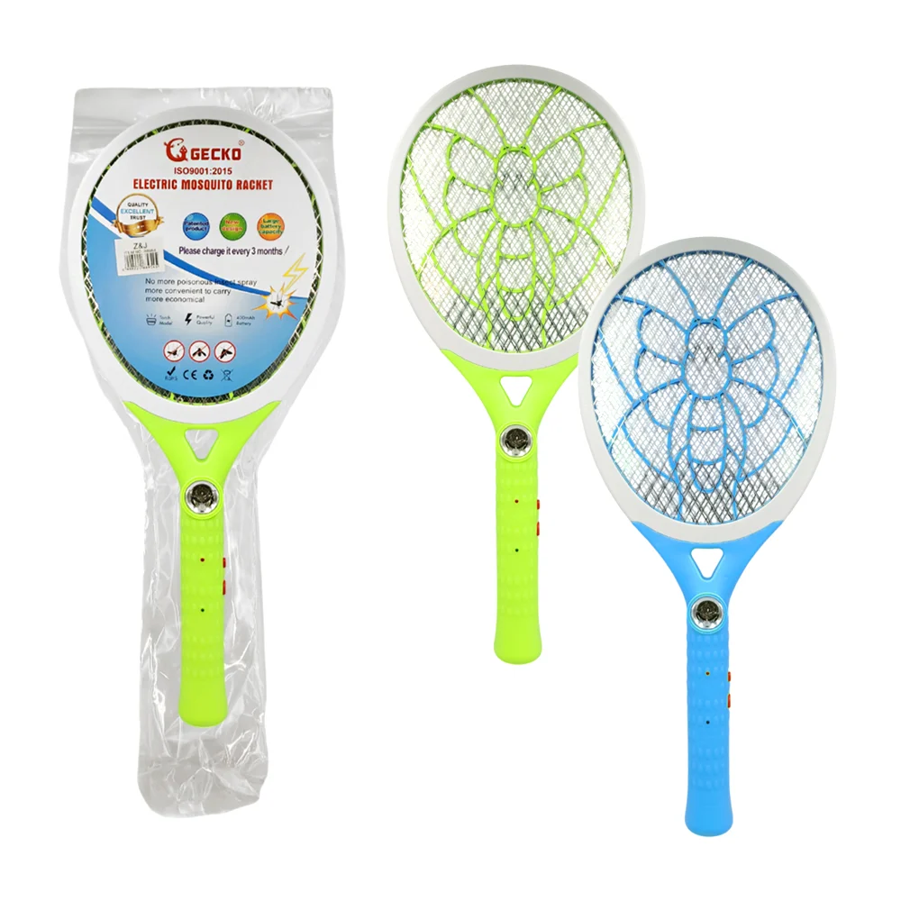 Raqueta mata mosquitos gecko recargable + lámpara en el mango, color surtido