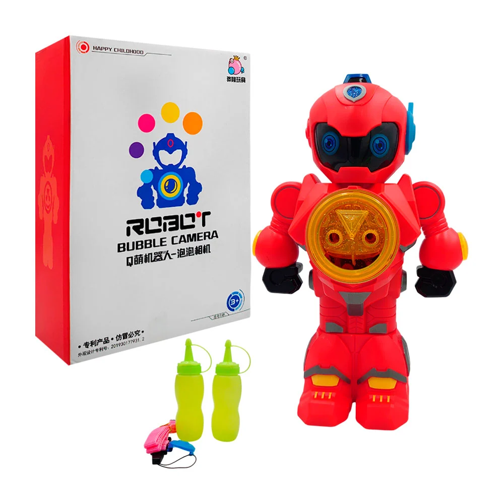 Robot eléctrico lanza burbujas con luz, sonido + accesorios, variedad de colores