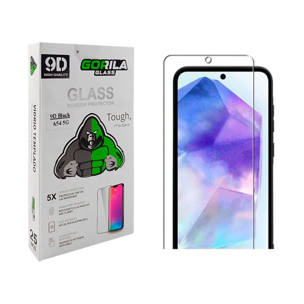 Caja con 25 micas de cristal para samsung galaxy a54 con protección gorila glass