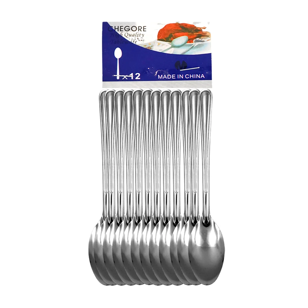 Paquete con 12 cucharas metálicas con mango liso / a2125