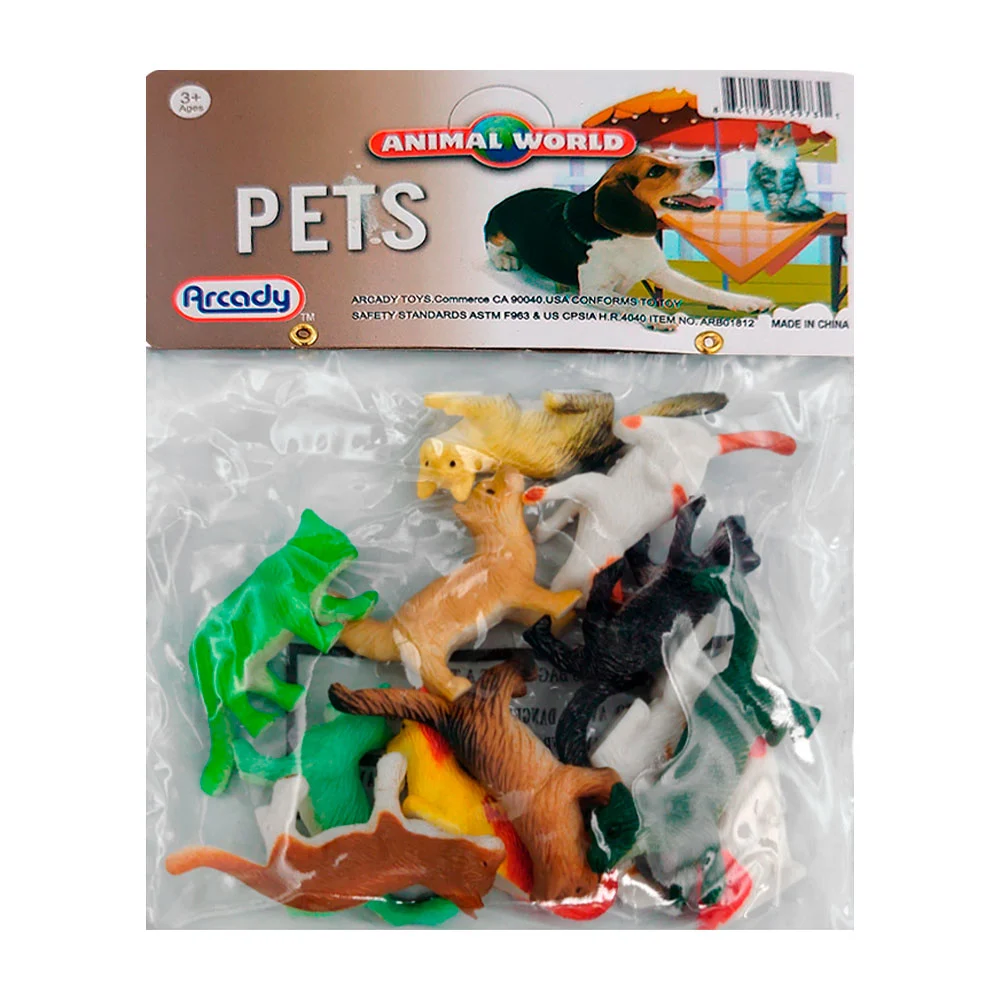 Paquete con 12 mini gatos de plástico, variedad de colores / arb01812