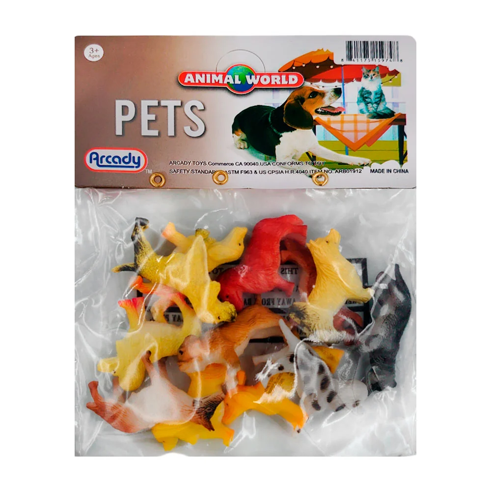 Paquete con 12 mini perros de plástico, variedad de colores / arb01912
