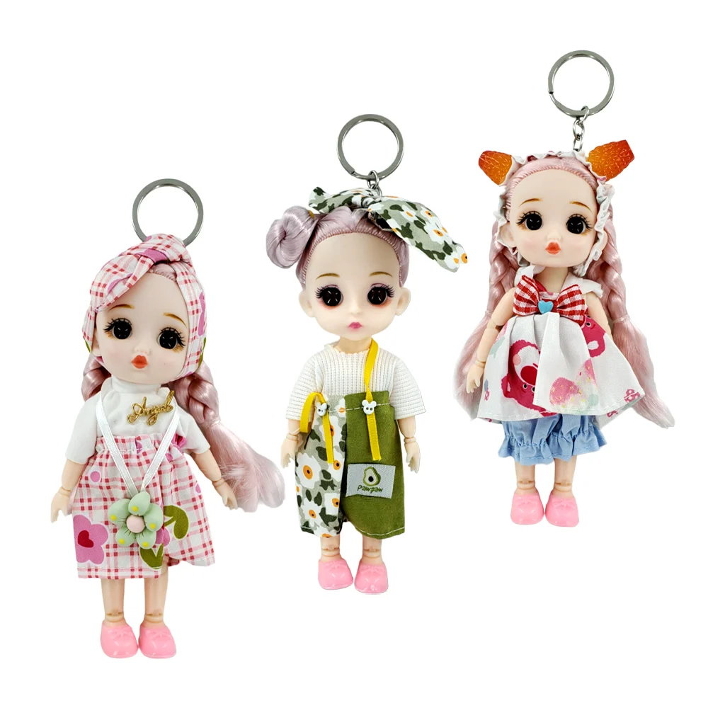Llavero de muñeca, pequeña, articulada, con ropa y zapatos, variedad de modelos / b925