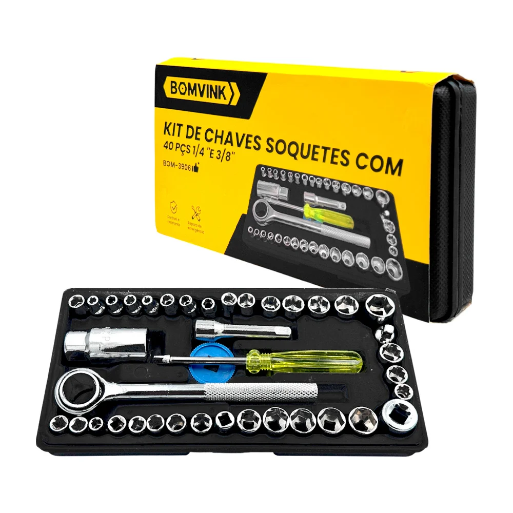 Kit de herramientas con llave de trinquete, desarmador y dados intercambiables