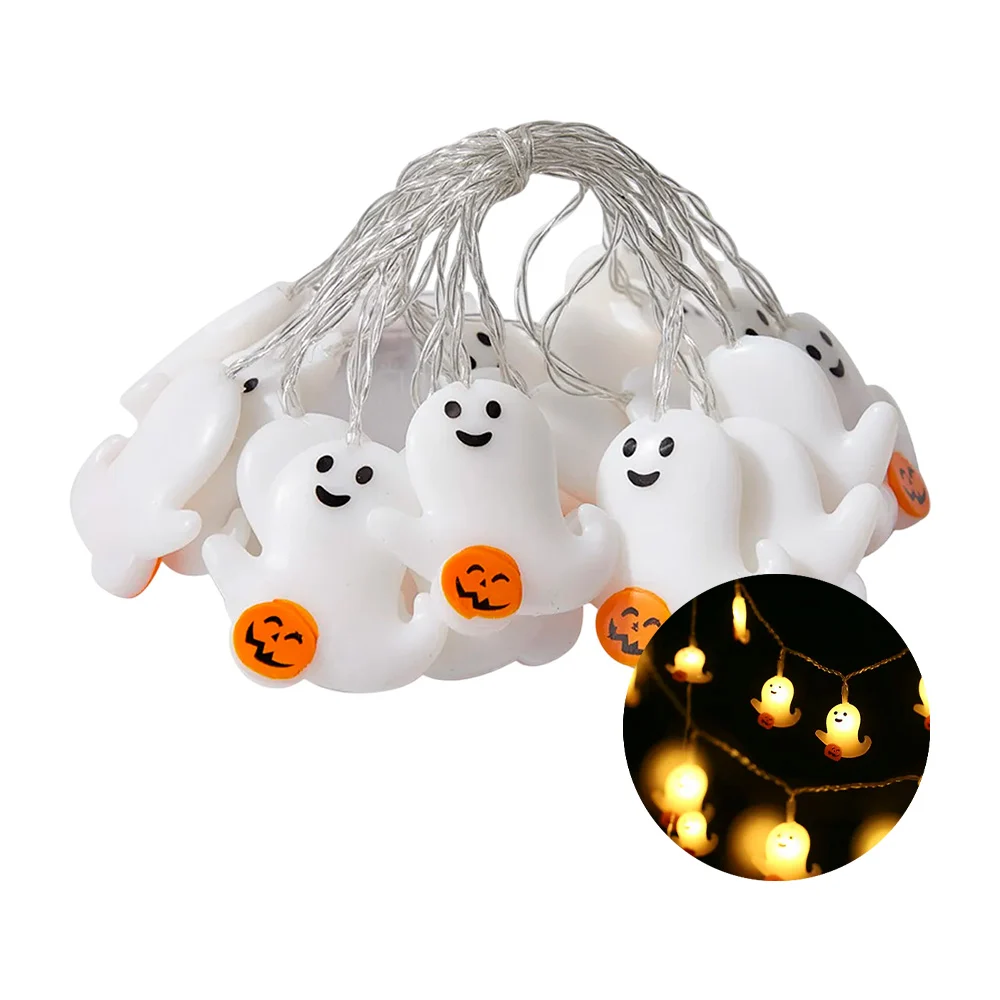 Guirnalda decorativa led de halloween con forma de fantasmita animado y calabaza