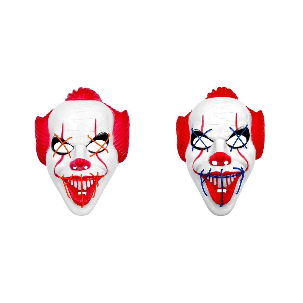 Máscara led de halloween en forma de payaso siniestro, variedad de colores