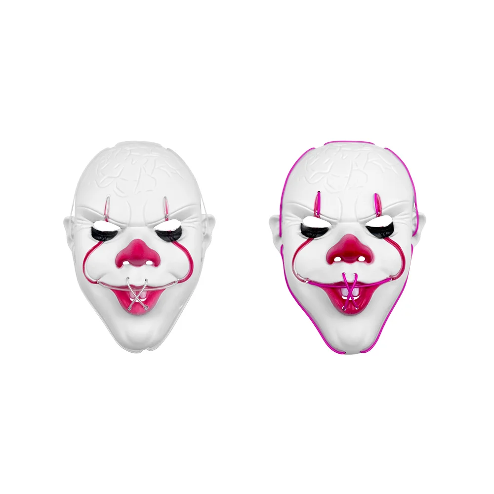 Máscara de halloween en forma de payaso con luz led, colores varios / bt-1976
