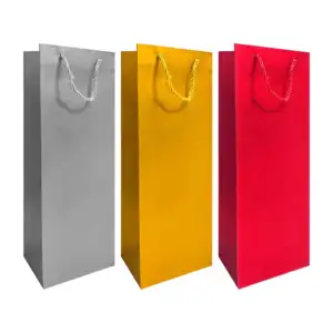 1pza Bolsa de regalo alargada para botella con asa trenzada, sin dise…