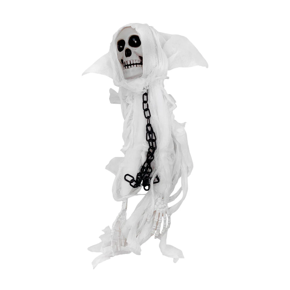 Adorno colgante de plástico con pila, iluminación, bocina y forma de calavera
