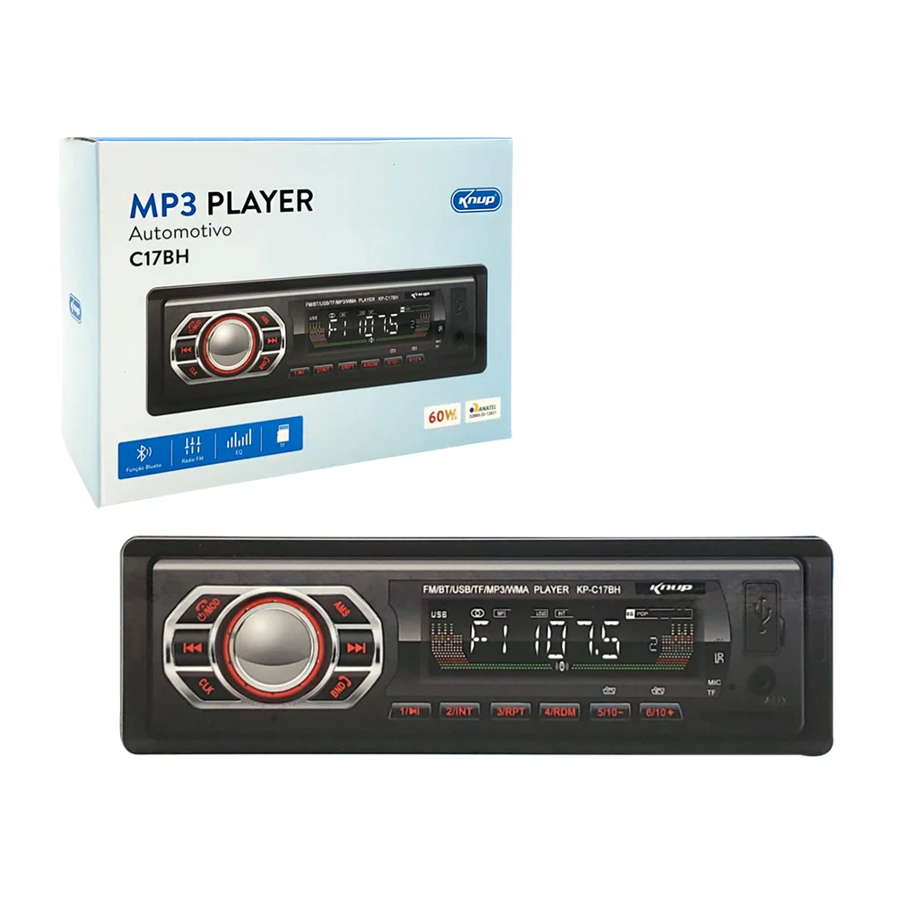 Estéreo para coche, con botones frontales, mini pantalla y puertos conectores