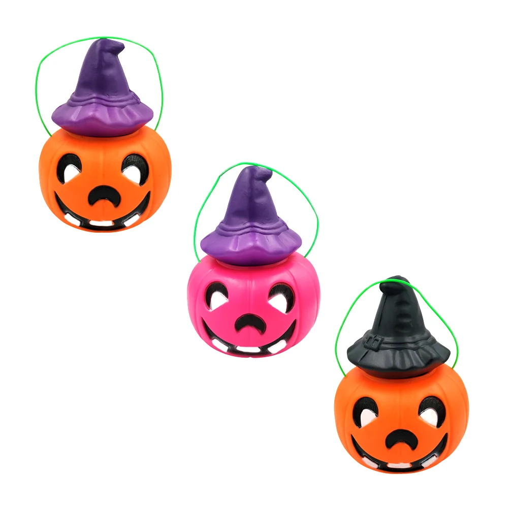 Calabaza jumbo con sonrisa 3 dientes y gorro para pedir dulces, 16.5x23x14.5cm