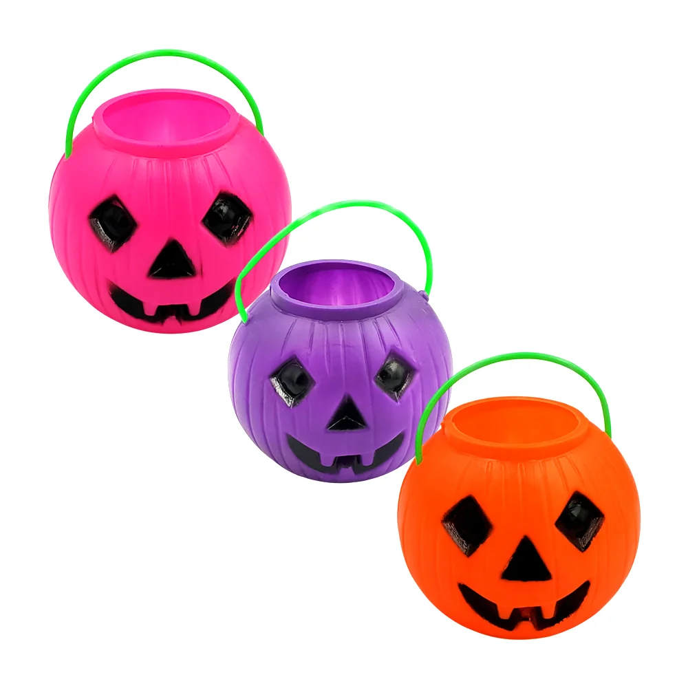 Mini calabaza de halloween con ojos de rombos para pedir dulces, 9cmx10cm