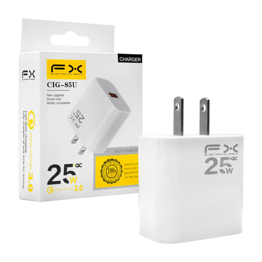 1pza Cubo cargador de carga rápida con 1 entrada usb y potencia de 25W / cig-85u