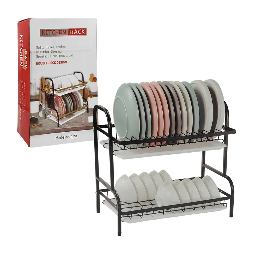 Escurridor multifuncional metálico de 2 niveles + bandejas / kitchen rack / e2