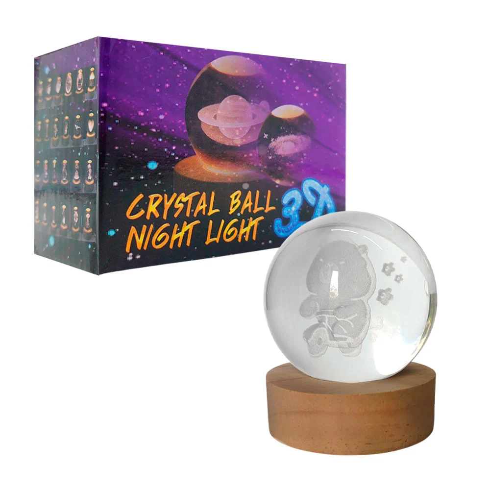 Lámpara usb en forma de esfera de cristal con imagen 3d de capibara + base / e38