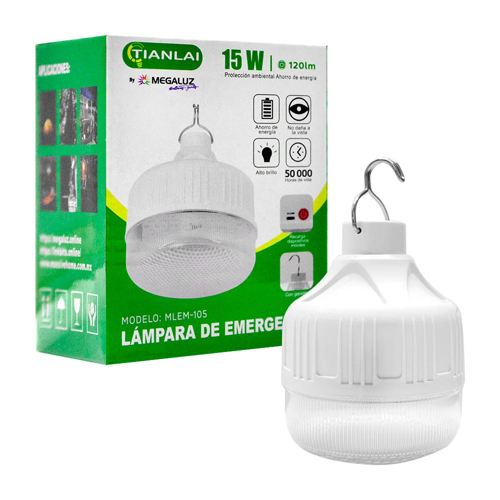 Lámpara de emergencia pequeña de 15w con gancho para colgar / mlem-105