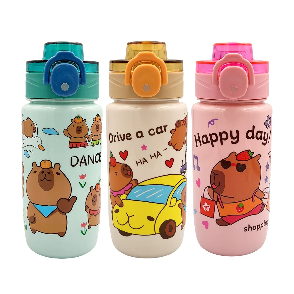 1pza Bote pequeño de plástico con tapa y estampado de capibara, diseños varios