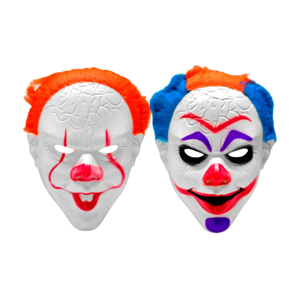 Máscara de plástico con diseño de payaso asesino con pelo sintético / gui-2902
