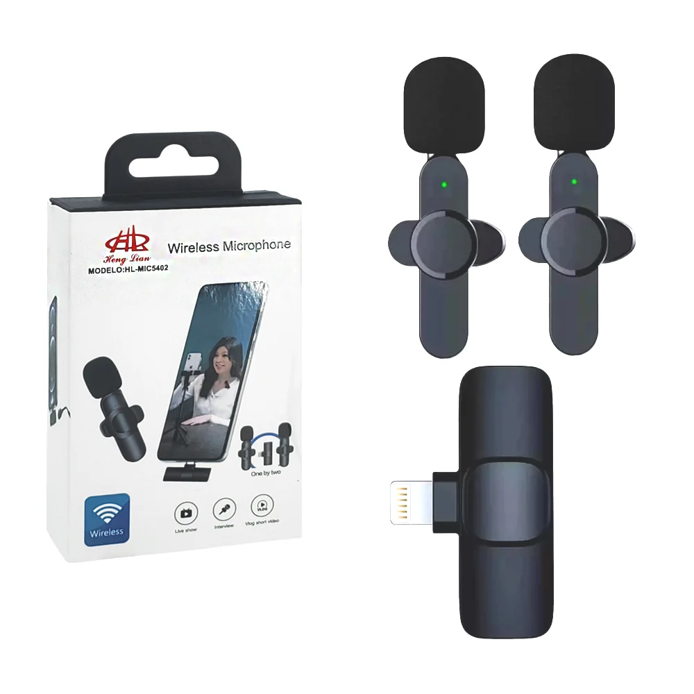 Micrófono doble inalámbricos hl de solapa con entrada lightning / mic5402