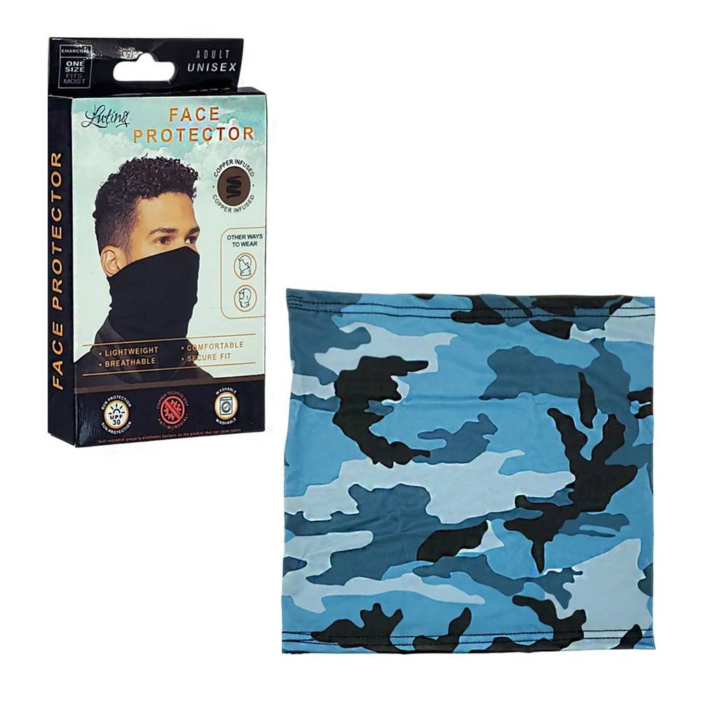 Protector facial de tela con ajuste seguro y protección solar / face protector