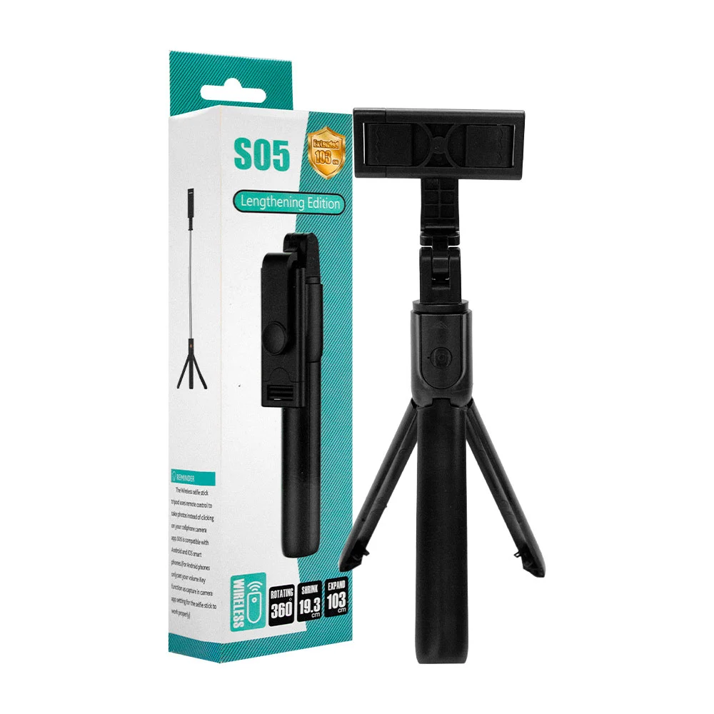 Selfie stick - tripié bluetooth retráctil con control remoto, 103cm /s05/ 068665